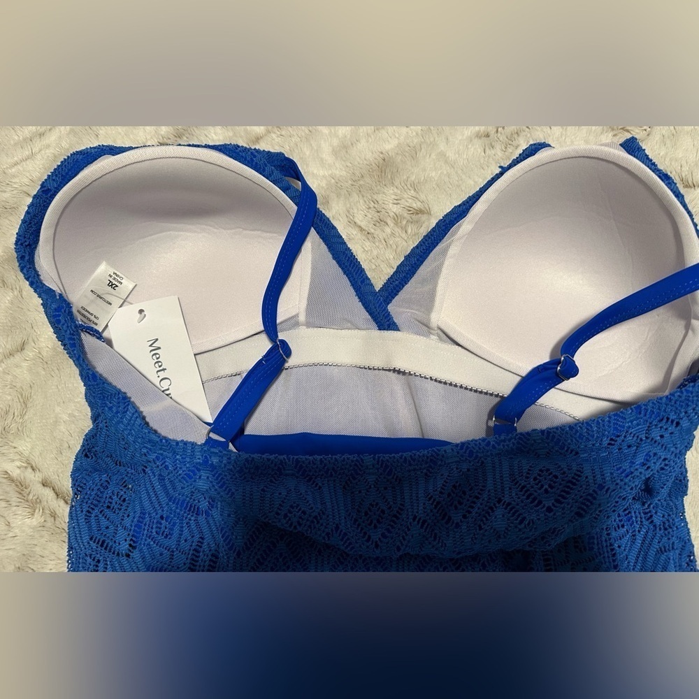 Meet Curve Blue Lace Women Swim One Piece - Picture 6 of 8
